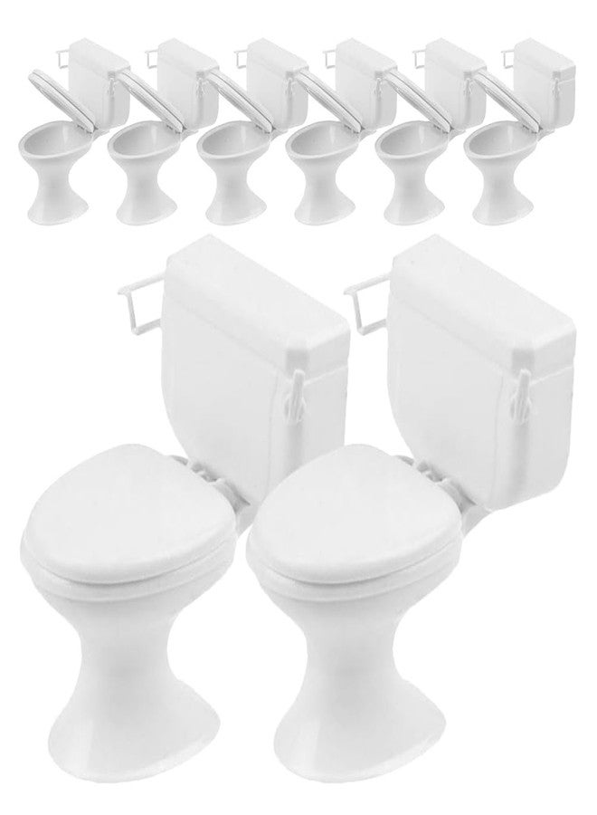 JECOMPRIS 8pcs Doll House Toilets: Mini Toilets 1/12 Scale Toilet Seat Miniature Toilet for Dolls Playset Accessories - Image 1